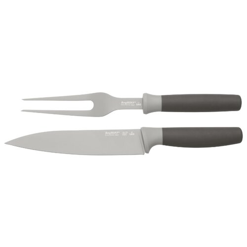 фото Berghoff нож для мяса leo 19 см c вилкой разделочной серый/стальной