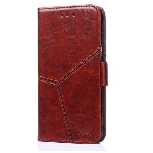 фото Чехол-книжка mypads для xiaomi redmi 5 прошитый по контуру с необычным геометрическим швом красный кирпичный