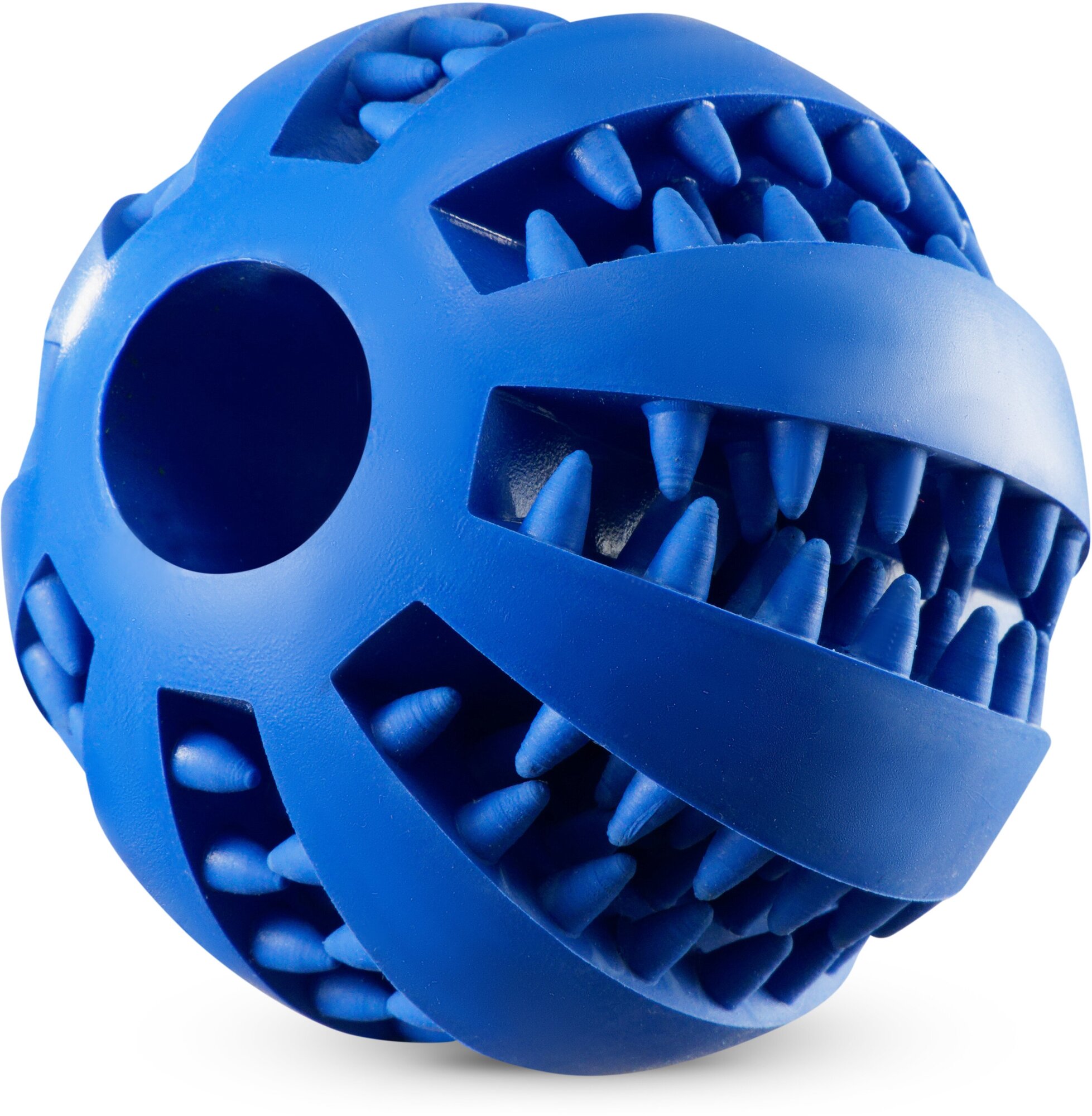Резиновый мяч для собак "Пушистая Лапка" игрушка для животных, жевательная игрушка для собак, цвет: синий, диаметр 7 см