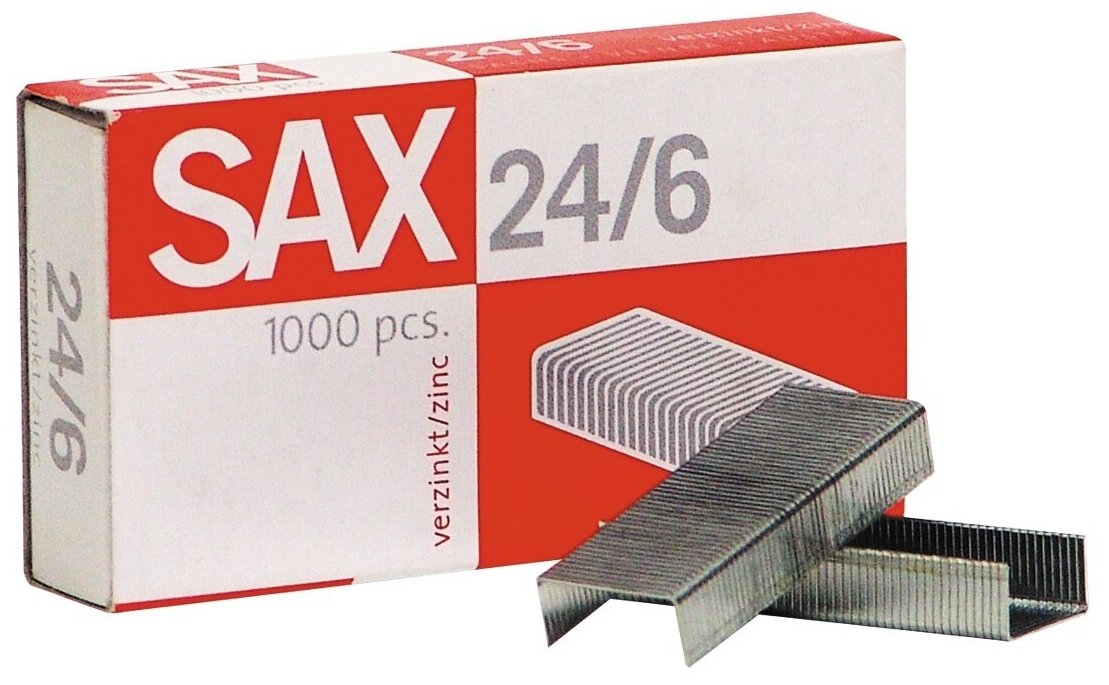 Скобы для степлера Sax N24, оцинкованные, (2-30 листов), 1000 штук