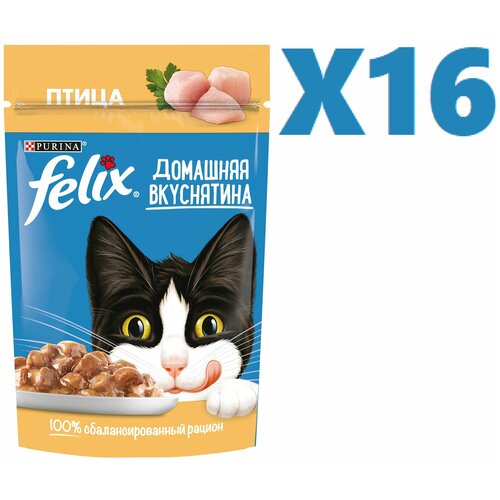 Корм влажный для кошек FELIX Домашняя вкуснятина с птицей 75г 16 шт