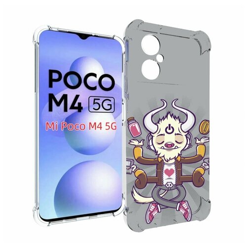 Чехол MyPads рогатый любитель поиграть для Xiaomi Poco M4 5G задняя-панель-накладка-бампер