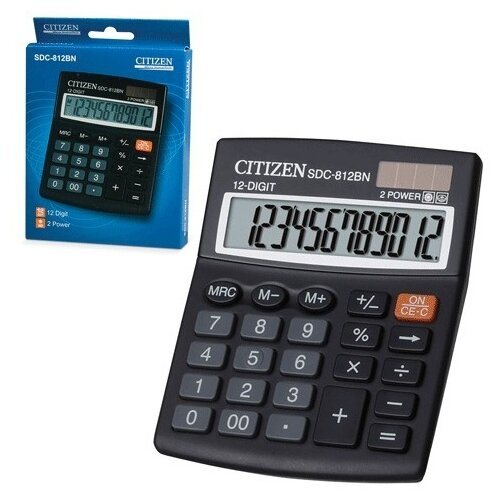 Калькулятор Citizen настольный 12 разрядов двойное питание 125x102 мм (SDC-812BN)