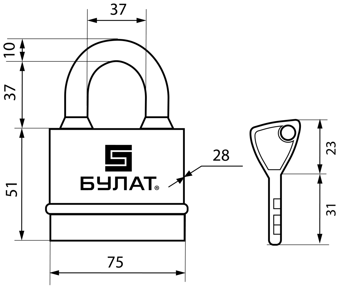 Замок висячий булат ВС 3-Н75 ПЛ (5кл.) - фотография № 3