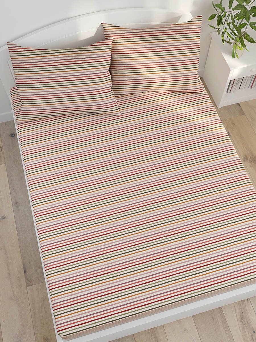 Простынь на резинке перкаль Кот Коттон "Нежная полоска" 90x200 см