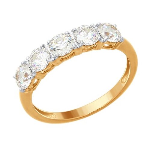 фото Sokolov кольцо из золочёного серебра со swarovski zirconia 89010076, размер 16.5
