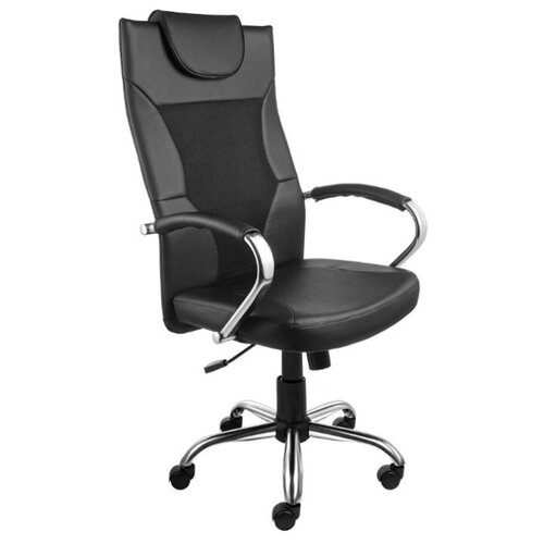 фото Кресло алвест 134 сн (04) мк экокожа/экокожа перф/сетка однсл 223/253/470 черная/черная перф/черная