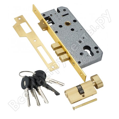 ADDEN BAU Замок врезной с секретным двухрядным цилиндром LOCK 4585 5-60B D GOLD 940000000589