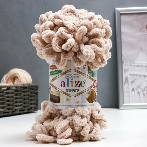 Пряжа Puffy 100 микрополиэстер 9м100г 599 слоновая кость 791₽