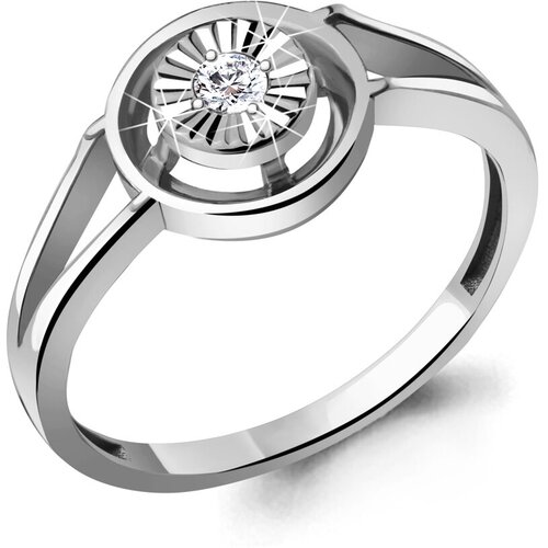 фото Серебряное кольцо aquamarine а68802 с фианитом, размер 18 diamant-online