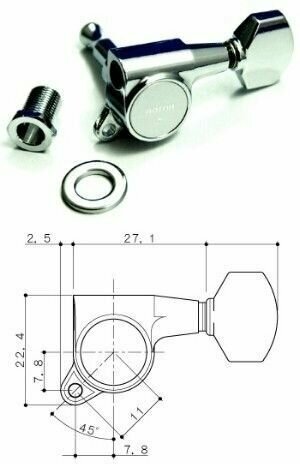 Gotoh SG381-MG-07-C-(L6) колки локовые, автозажим, 6 в линию, хром schaller style