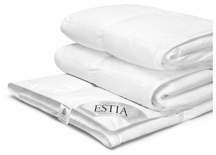 ESTIA Одеяло легкое Аоста, пух-перо, цвет: белый (140х200 см) - фотография № 1