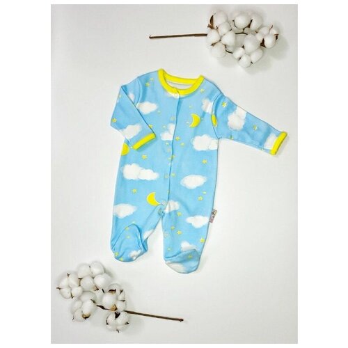 фото Комбинезон , закрытая стопа, размер 68см, голубой нет бренда