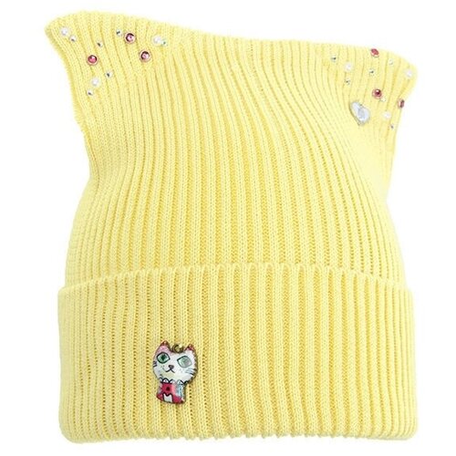 фото Шапка для девочки помадка, цвет светло-желтый, весна-осень-лето, размер 50-52 mialt