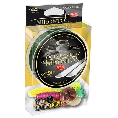 Плетеный шнур MIKADO Nihonto Octa Braid d=0.08 мм, 150 м, 5.15 кг, зелeный, 1 шт.