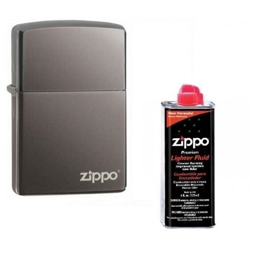 Набор Зажигалка ZIPPO Classic Black Ice+Топливо ZIPPO 125 мл зажигалка zippo подарочный набор зажигалка бензиновая zippo 48592 lotus flower кремни топливо 125 мл