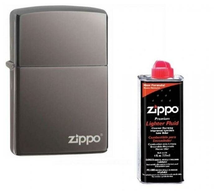 Набор Зажигалка ZIPPO Classic Black Ice+Топливо ZIPPO 125 мл