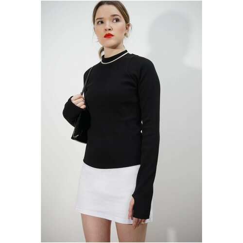 фото Водолазка vne, длинный рукав, прилегающий силуэт, размер 42-44, черный