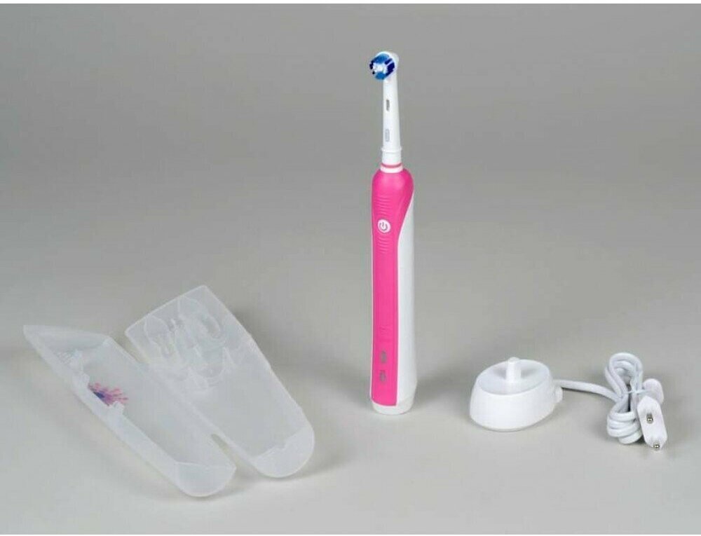 Электрическая зубная щетка Oral-B Pro 700 3D White, розовый - фотография № 5