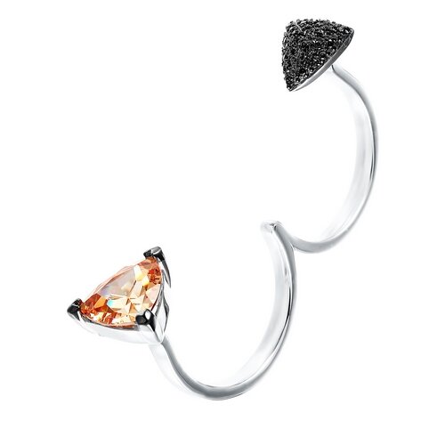 фото Element47 кольцо из серебра 925 пробы с кубическим цирконием и ювелирным стеклом r26094-h1_ko_us_001_wg, размер 16.5