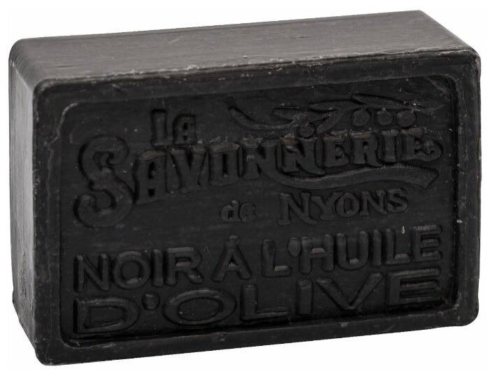 Туалетное парфюмированное мыло: черное с оливой прямоугольное 100гр. (La Savonnerie de Nyons, Франция)