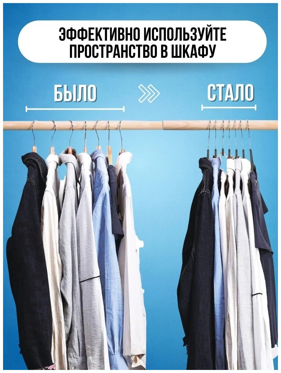 Вешалки-плечики вельветовые Homsu, противоскользящие, набор 20 штук, черные - фотография № 6