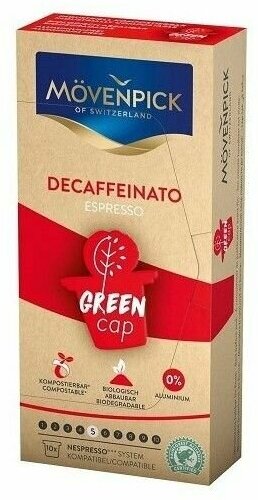 Кофе в капсулах Movenpick Decaffeinato Green cap, для Nespresso, 10 шт