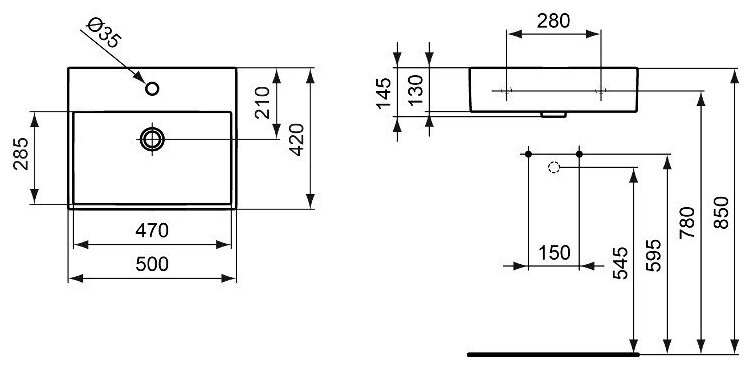 Раковина Ideal Standard Раковина 50 см, белый - фотография № 2