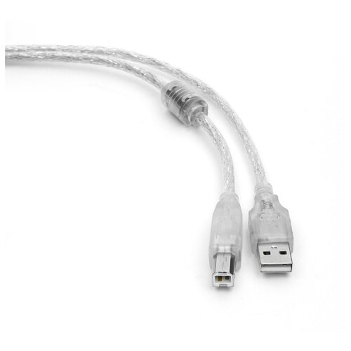 фото Кабель usb 2.0 pro cablexpert ccf-usb2-ambm-tr-2m, am/bm, 2м, экран, феррит.кольцо, прозрачный, пакет