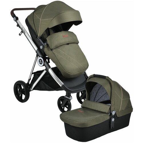 Детская модульная коляска 2 в 1 Farfello Cloud Baby / для новорожденных / от 0 до 3 лет / цвет хаки