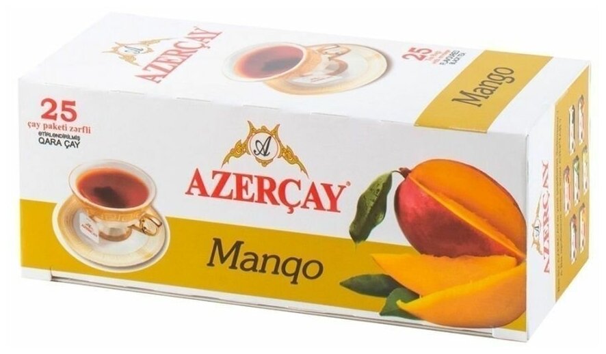 Чай чёрный Азерчай Манго 25 пакетиков - фотография № 2