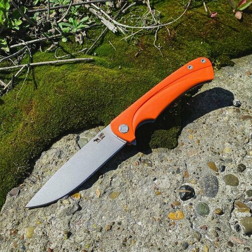 фото Нож складной чиж-плюс (сталь aus10, g10 оранжевый) saro