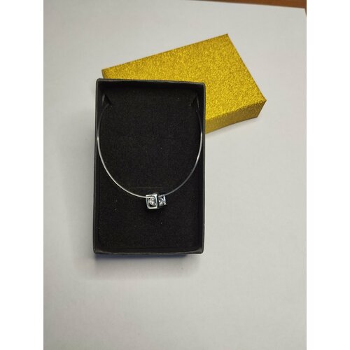 фото Колье серебряное / кулон куб с камнем на леске /подарочная упаковка/ подвеска golden moon