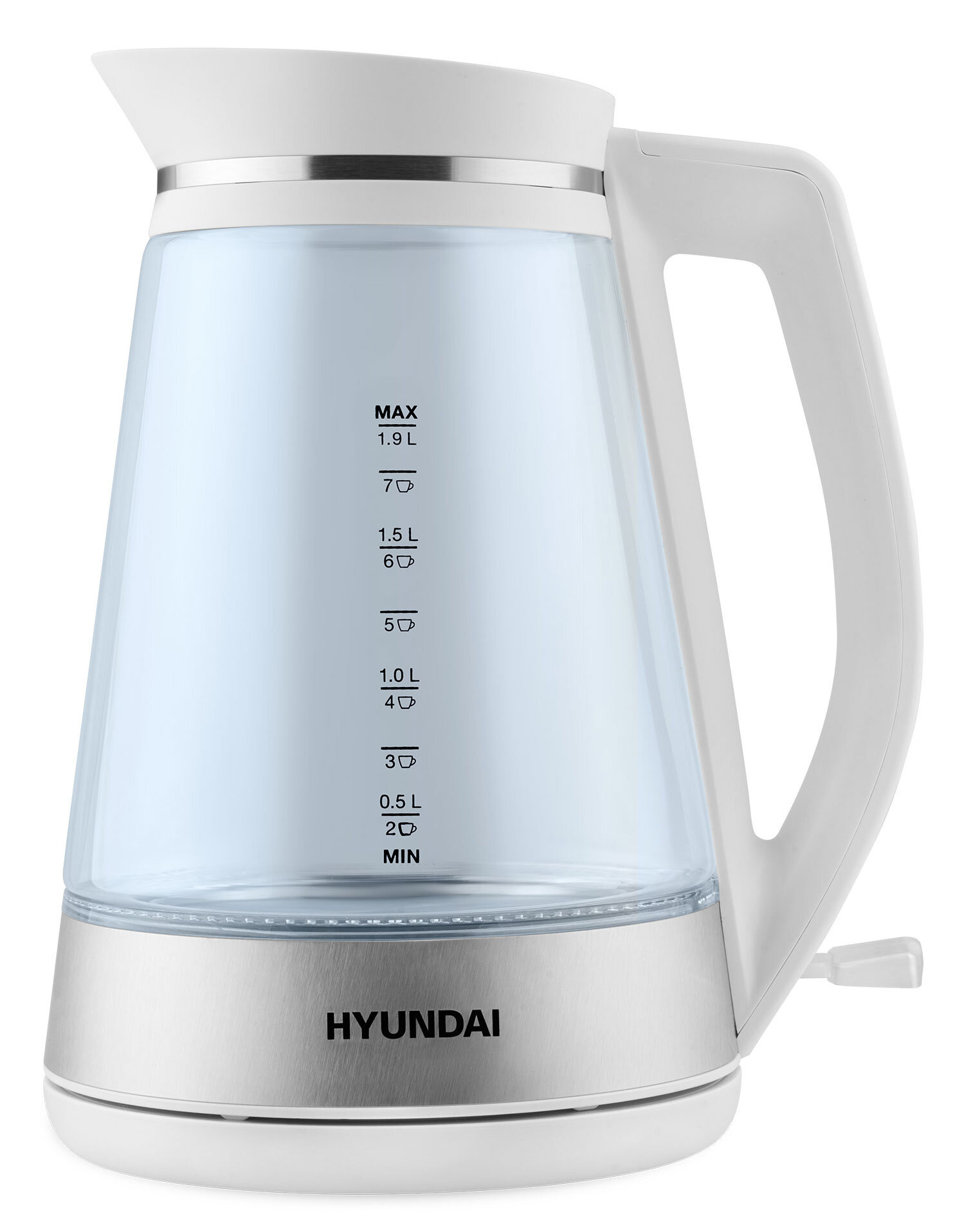 Чайник электрический Hyundai HYK-G3037 белый/прозрачный, стекло - фото №5
