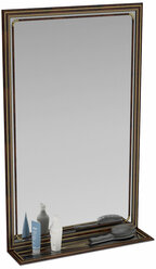 Зеркало с полочкой 121П коричневый, ШхВ 50х80 см., с полкой, зеркала для офиса, прихожих и ванных комнат