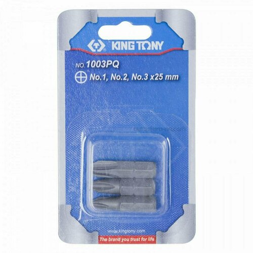 KING TONY 1003PQ Набор вставок, бит 1/4, крестовые, N1, N2, N3, 3 предмета KING TONY 1003PQ