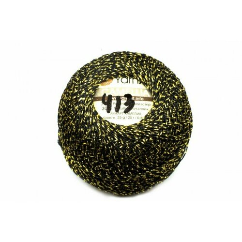 Пряжа Camellia YarnArt, цвет 0413 черный с золотом, 70% полиэстер/30% металлик, 20г, 190м, 1шт