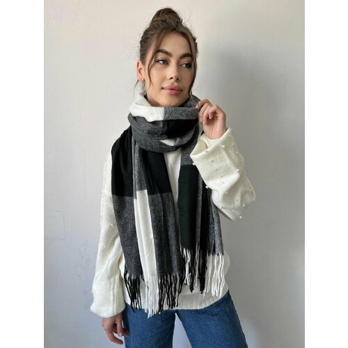 фото Шарф ,180х80 см, one size, белый, черный own accessories