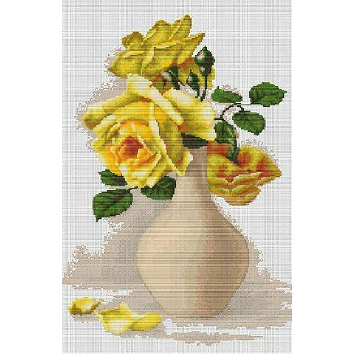 Желтые розы в вазе B508 картина маслом розы в вазе степанова