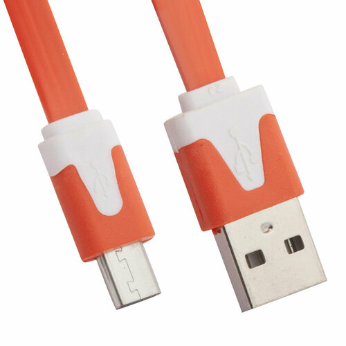 USB кабель LP Micro USB плоский узкий оранжевый, европакет автомобильная зарядка lp micro usb 2 1a черное европакет