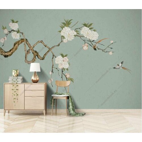 Фотообои Веточка цветущего миндаля 260x440 (ВхШ), бесшовные, флизелиновые, MasterFresok арт 15-900