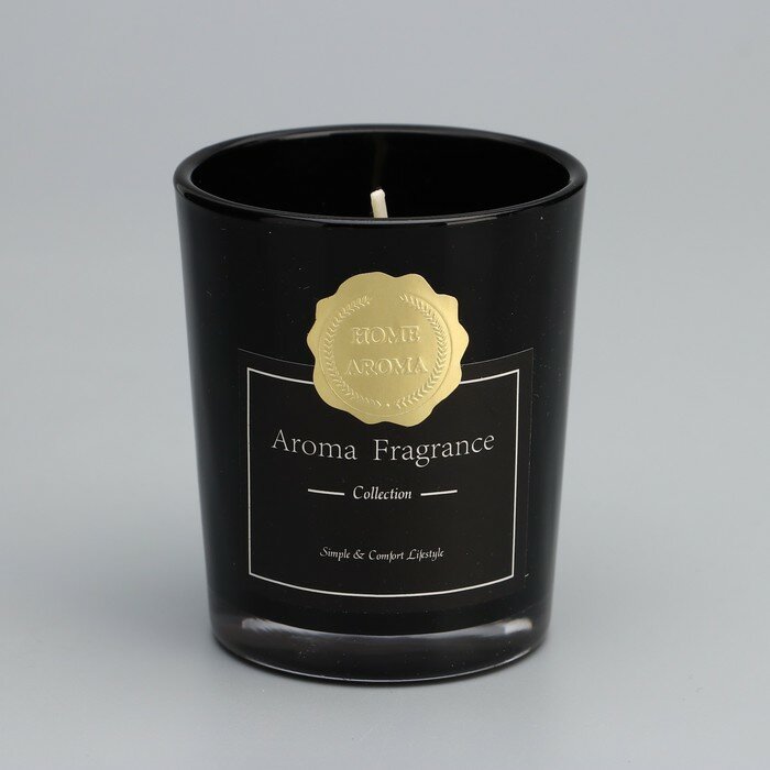 Свеча ароматическая "Aroma Candle", белый чай, черная, 5,5х6,5 см