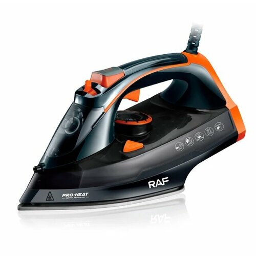 Профессиональный электрический паровой утюг RAF R-1249 2600 Вт для одежды с антипригарной подошвой и функцией самоочистки оранжевый 449000₽