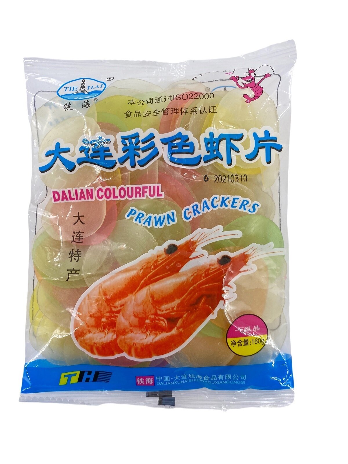 Китайские разноцветные чипсы со вкусом креветки для жарки 160 гр
