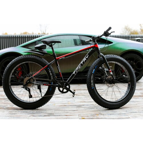 фото Велосипед фэтбайк fatbike richiesto tt089/9s 26" алюминиевая рама 17.5" спортивный вездеход унисекс, черно-красный