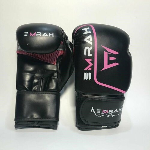 Боксерские перчатки Emrah ESV300 (треуг-е лого) (10OZ, черный-розовый)