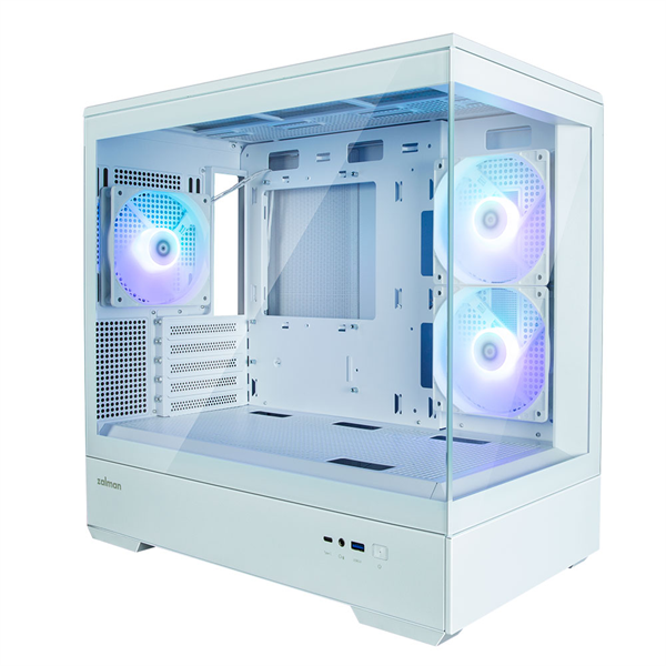 Корпус Zalman MATX, WHITE, WINDOW, 2x3.5", 3x2.5", 1xUSB TYPE-C, 1xUSB3.0, SIDE 2x120mm ARGB, REAR 1x120mm ARGB