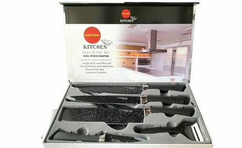 Набор кухонных ножей из нержавеющей стали из 6 предметов с антибактериальным покрытием