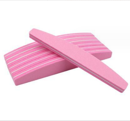 Полукруглая губчатая пилочка для обработки ногтей 100/180, цвет розовый