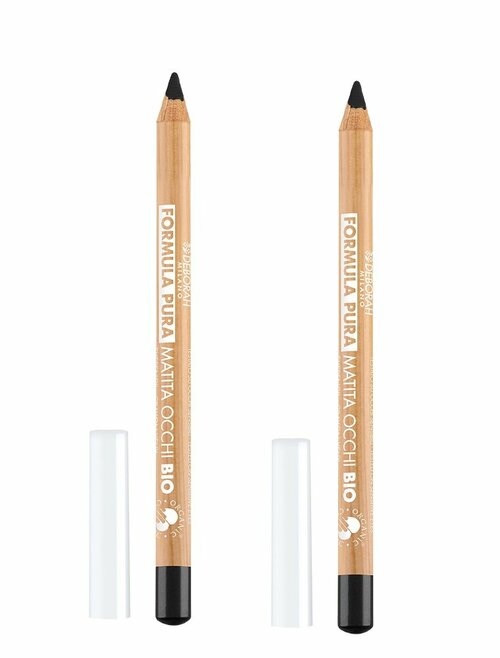 Карандаш для глаз Deborah Milano, Formula Pura Organic Eye Pencil, тон 01 черный, 1,2 г, 2 шт.